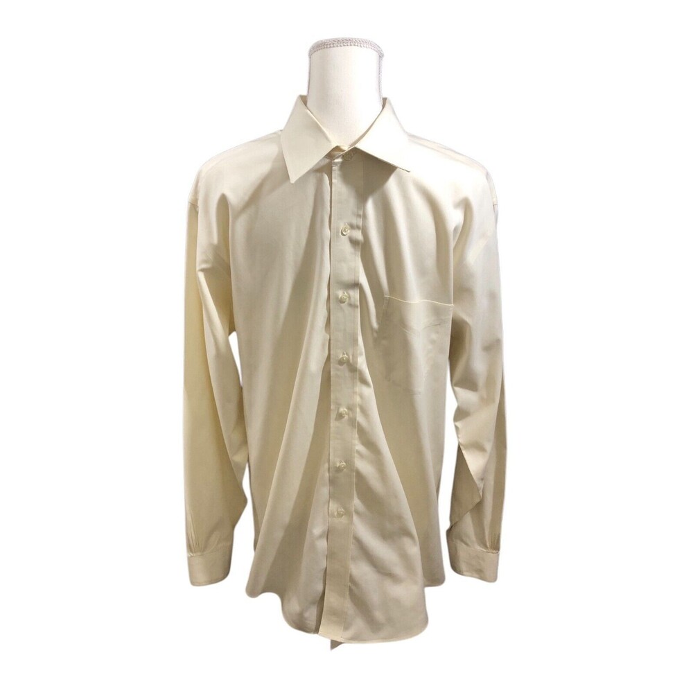 Brooks Brothers Button Down Slim Fit Shirt Mens Yellow Large 100% Cotton